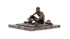 Anton van Wouw, The Mealiepap Eater, bronze with a brown patina, on a granite base; cast by the Massa foundry, Rome