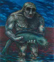 Norman Catherine, Requiem, oil stick on paper
