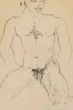 Alexis Preller, Nude Sketch, pen and ink on paper