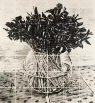 William Kentridge, Irises, Royal Observatory, Cape of Good Hope, lithographs printed on 42 pages scanned from a 1947 Royal Observatory, Cape of Good Hope log book, mounted on cotton cloth
