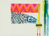 Flying Objects by Walter Battiss, colour screenprint on paper, sold Jul 2024