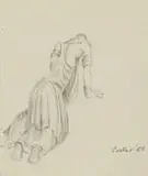 Alexis Preller, Kneeling Mapogga Woman, pencil on paper