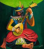 Alexis Preller, Untitled (Musician), oil on canvas