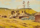 Erich Mayer, Natuurelle Hutte, oil on canvasboard