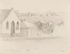 Moses Tladi, W.N. Township from Sofia Town (sic), pencil on paper