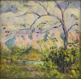 Moses Tladi, Landscape – Wood Fetcher, oil on board