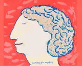 Robert Hodgins, Girl Thinking of her Own Perfection, colour screenprint on paper