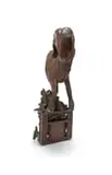 Guy Du Toit, Bok Bok on a Lug Box of Wooden Anvils, bronze with brown patina