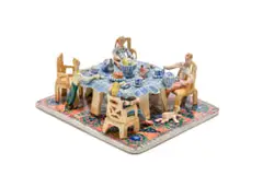 Katherine Glenday, The lunch table, hand-painted and glazed ceramic with gilded detail