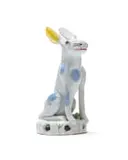 Nico Masemola, Rabbit with blue spots, painted and glazed ceramic