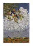 Esias Bosch, Tile with purple crested loeries, hand painted and glazed ceramic tile