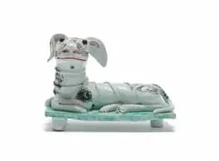 Piebald dog by Nico Masemola, painted and glazed ceramic, sold Jul 2024