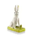 Nico Masemola, White rabbit with yellow ears, hand-painted and glazed ceramic