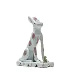 Nico Masemola, Large rabbit with brown spots, glazed and painted ceramic