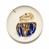 Robert Hodgins, Skullpiece No 5, painted and glazed stoneware
