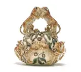 Ardmore Ceramic Studio, Lidded dish with leopards and bush willow, hand-painted and glazed ceramic
