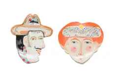 Kevin Collins, El Gringo; Leaping is Better than Waiting, two, painted and glazed ceramic