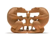 Delise Reich, Creatures tussling with infant, fired stoneware