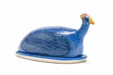 Guineafowl cheese dish by Ardmore Ceramic Studio, painted, incised and glazed ceramic, offered Jul 2024