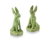 Nico Masemola, Green rabbits, two, hand-painted and glazed ceramic