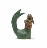 Josephine Ghesa, Mermaid with instrument, painted and fired terracotta clay