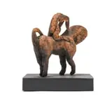 Evette Weyers, Acrobat on horseback, terracotta, on a wooden base