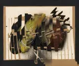 Christo Coetzee, Hyper Red Stones, mixed media and collage on cardboard