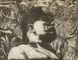 Armando Baldinelli, I Due Imperi (The Two Empires), colour woodcut on paper