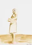 Nelson Makamo, Girl Standing, watercolour on paper