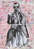 How We Forgot, diptych by Lekau Matsena, charoal, oil and collage on paper, sold Jul 2024