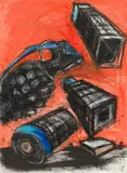 Senzo Shabangu, Destroy Build & Build, mixed media with charcoal on paper