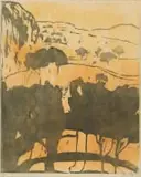 Alice Goldin, Ivivi, colour woodcut on onion skin paper
