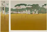 Alice Goldin, Rhodes Drive State II, screenprint on paper laid down on board