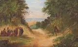 Frederick Timpson I'Ons, Chiefs Sandilli, Anta and Macomo Waiting for War News by Special Messenger, watercolour and oil on canvas
