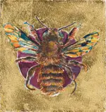 Anna Alcock, Ghost of a Bee III, hand-coloured etching with gold leaf on paper