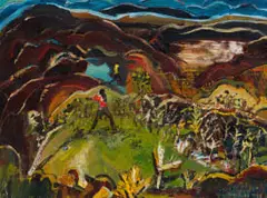 Nigel Mullins, Figures in a Landscape, oil on paper