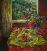 Garden View by Anne Collins, oil on canvas, sold Jul 2024