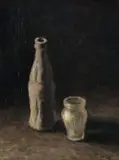 Walter Meyer, Still Life with Coke Bottle and Glass, oil on canvas