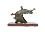 Gunther van der Reis, African Helmet, bronze, on a wooden base