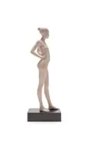 Anton Momberg, Girl Standing, Hands on Hips, Left Leg Forward, marble dust and resin, on a brown resin base