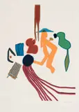 Blue Buck and Two People by Walter Battiss, screenprint on paper, sold Jul 2024