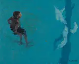 Ben Coutouvidis, Boy in Suspension, Long Street Baths, oil on canvas