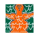 Walter Battiss, Tenuate Dospan, painted and glazed ceramic tile