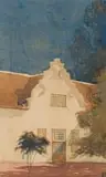 William Timlin, Cape Dutch Building (Spier, Stellenbosch), watercolour on silk laid down on board