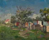 Township Scene with Chickens by Gregoire Boonzaier, oil on board, offered Jul 2024