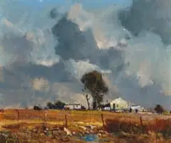 Landscape by Gerrit Roon, oil on canvas laid down on board, sold Jul 2024