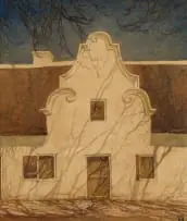 William Timlin, Spier, Stellenbosch by Moonlight, watercolour on silk laid down on board