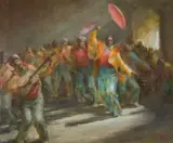 Cape Minstrels by Dorothy Ella Summerton Humphris, oil on canvas, offered Jul 2024
