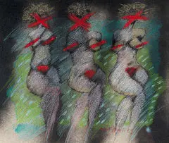 André Naudé, Untitled 'Female Nude', mixed media on paper