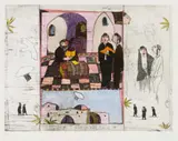 Pieter van der Westhuizen, Jewish Scholars, Rabbi and Bird, colour etching on paper